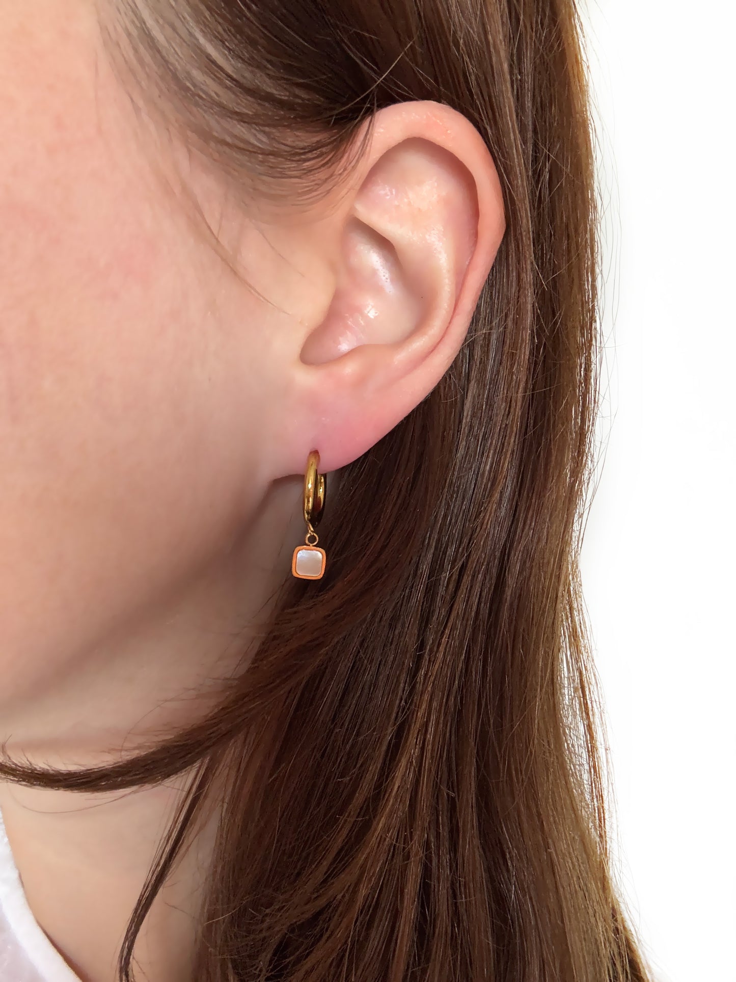 Oorbellen Little Hoops Square Diamond