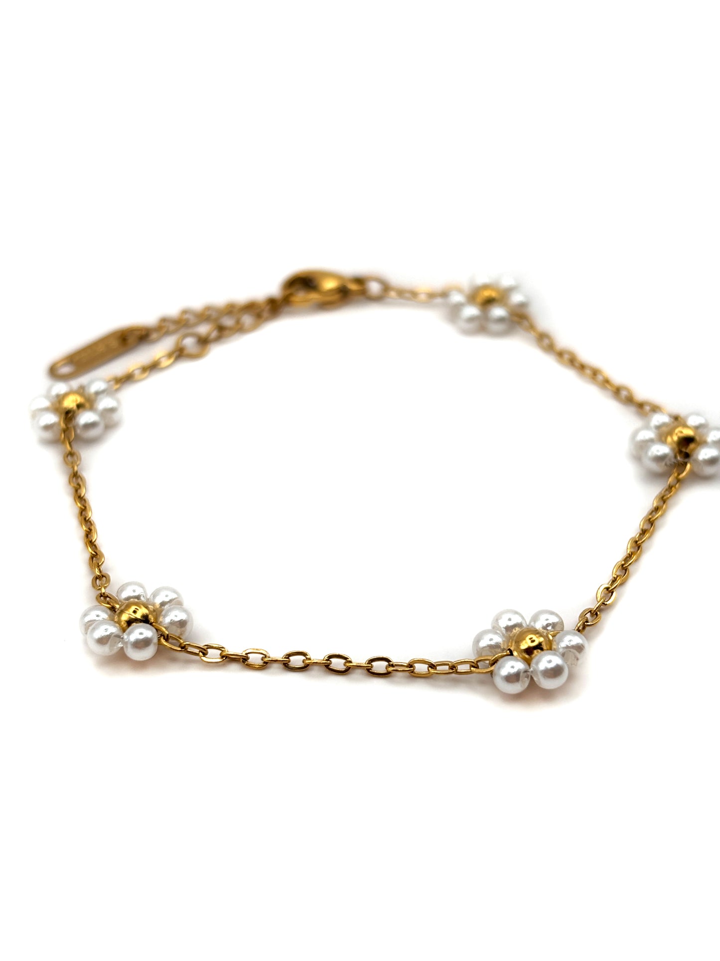 Armband cute white pearl flowers