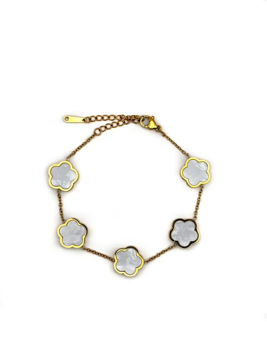 Armband White Flowers