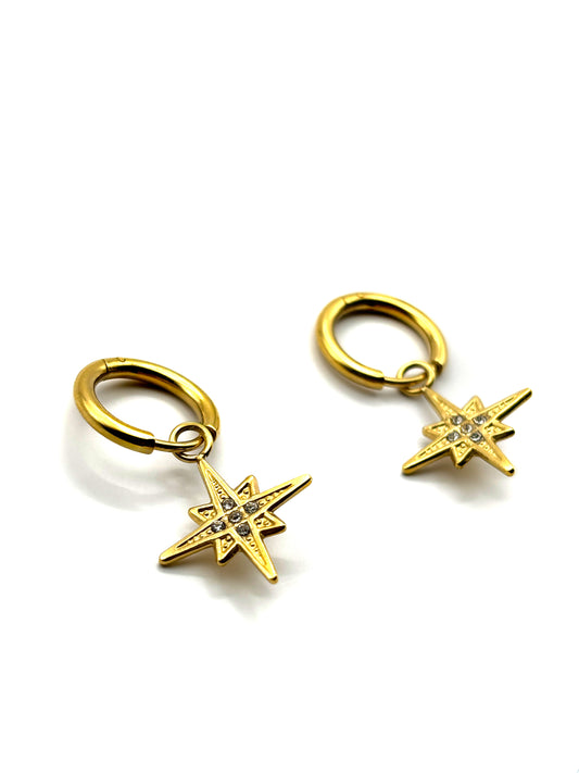 Oorbellen Little Hoops Diamond Stars