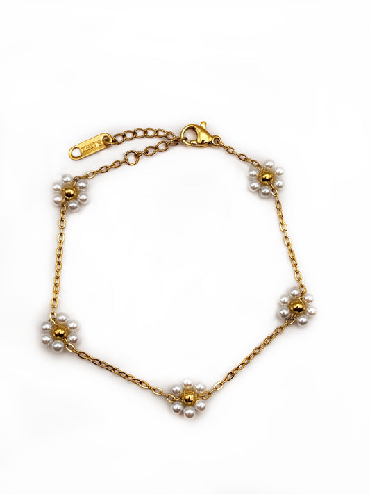 Armband cute white pearl flowers