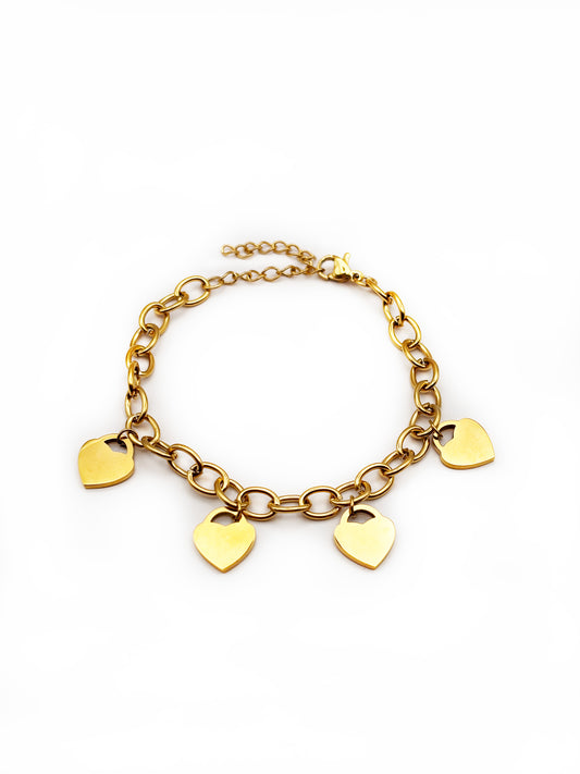 Armband four heart gold